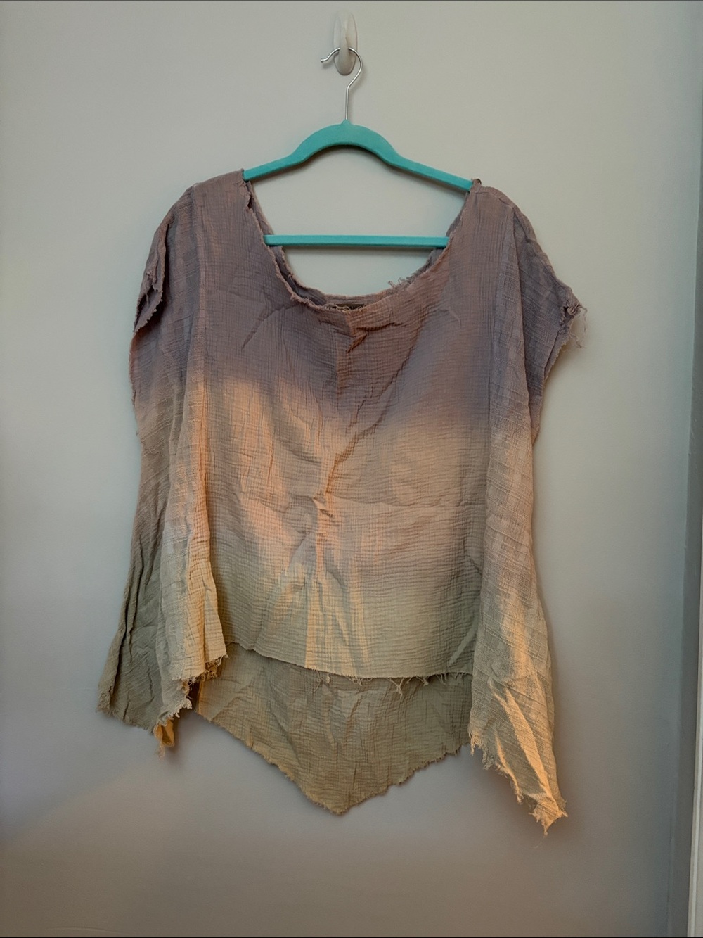 Anama Washed Ombre Cotton Gauze Tunic in Taupe and Cream